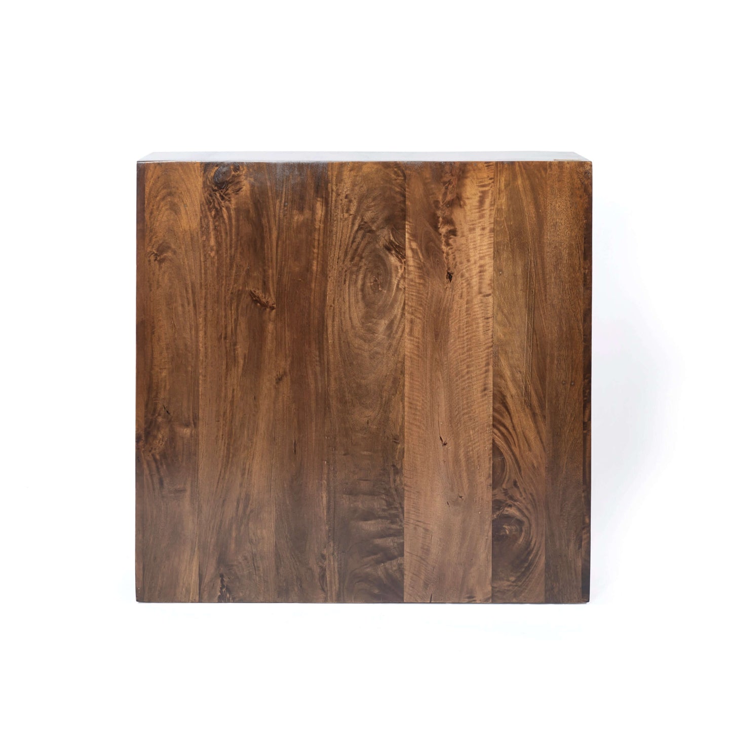 37.4" Modern Solid Wood Square Coffee Table with Open Shelf Storage - top view showcasing rich natural wood finish