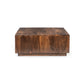 37.4" Modern Solid Wood Square Coffee Table with Open Shelf Storage featuring rich brown finish and sleek design.