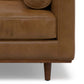 Modern Top-Grain Brown Caramel Leather Armchair 42” – Morrison MCM Leather Accent Chair close-up of cushions and legs.