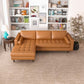 Modern Tufted Leather Chaise Sofa Sectional 101” – Anthony MCM Genuine Leather L-Shape Couch in stylish living room setting.
