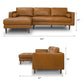 Modern Tufted Leather Chaise Sofa Sectional 101” – Anthony MCM Genuine Leather L-Shape Couch dimensions and design showcase.