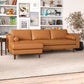 Modern Tufted Leather Chaise Sofa Sectional 101” – Anthony MCM Genuine Leather L-Shape Couch in a stylish living room setting.