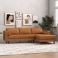 Modern Tufted Leather Chaise Sofa Sectional 101” – Anthony MCM Genuine Leather L-Shape Couch in a stylish living room setting.