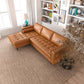 Modern Tufted Leather Chaise Sofa Sectional 101” – Anthony MCM Genuine Leather L-Shape Couch in a stylish living room.