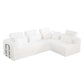 Modern Corduroy Sleeper Sectional – L-Shape Modular Sofa Bed (106” Convertible Couch) in white upholstery.
