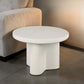 Joane Light Gray High Gloss End Table 24"W stylishly placed next to a cozy sofa in a modern living room.