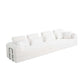 Modern Corduroy Sleeper Sectional – L-Shape Modular Sofa Bed (106” Convertible Couch) in white upholstery.