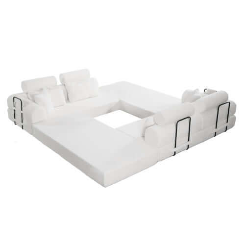 Modern Corduroy Sleeper Sectional – L-Shape Modular Sofa Bed (106” Convertible Couch) in white with sleek design.