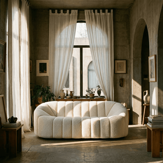 White Teddy Sherpa Sofa – Modern 2-Seat Cozy Boucle Loveseat (84”)