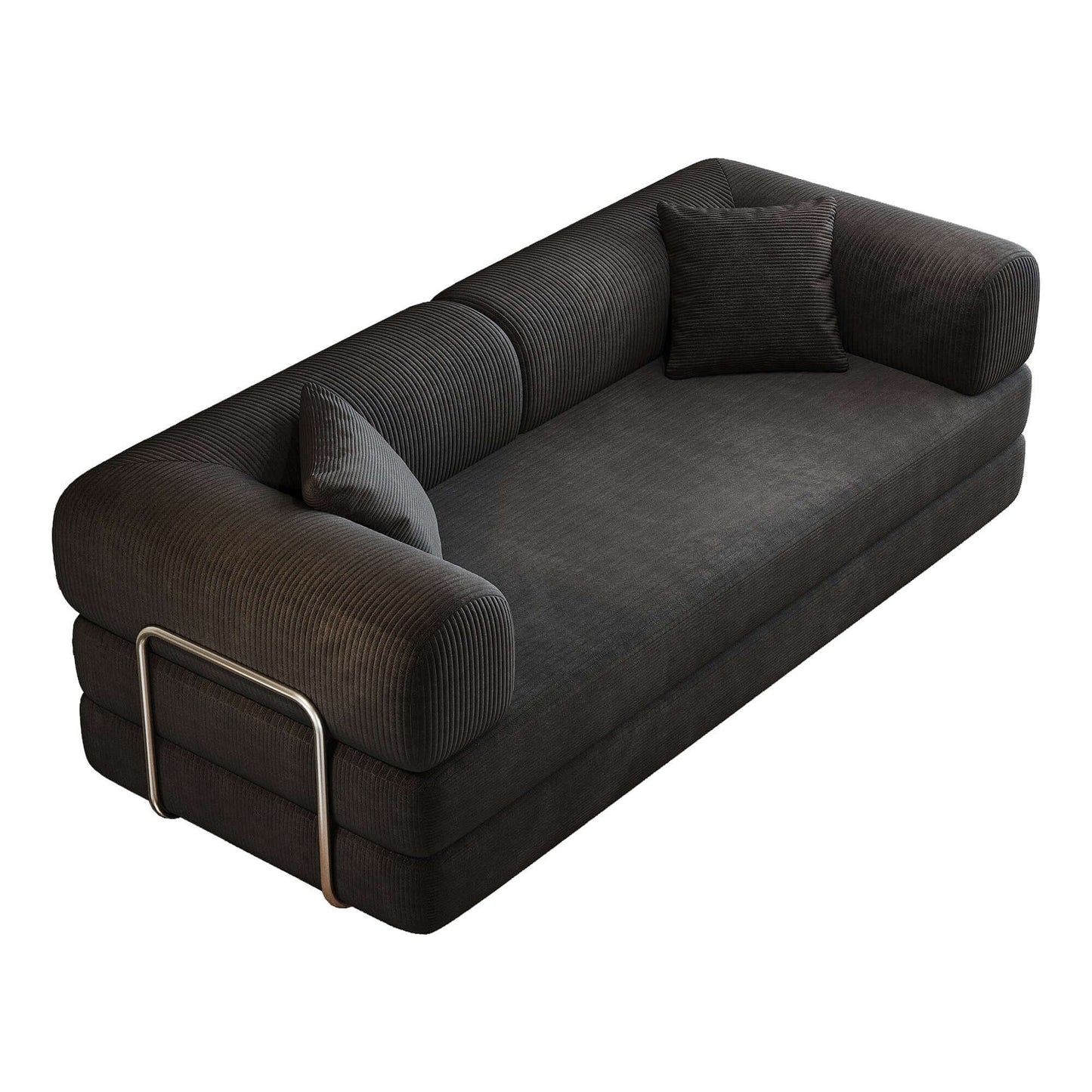 Modular Corduroy Convertible Sofa Bed 78.8" – Compression Floor Futon Couch (6 Colors) in dark charcoal color.