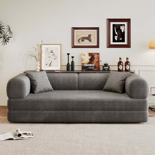 Modular Corduroy Convertible Sofa Bed 78.8" – Compression Floor Futon Couch (6 Colors) in a stylish living room setup.