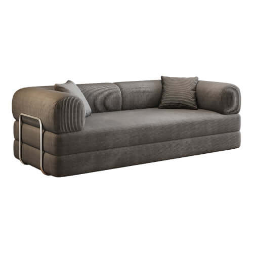 Modular Corduroy Convertible Sofa Bed 78.8" – Compression Floor Futon Couch (6 Colors) in gray corduroy upholstery.