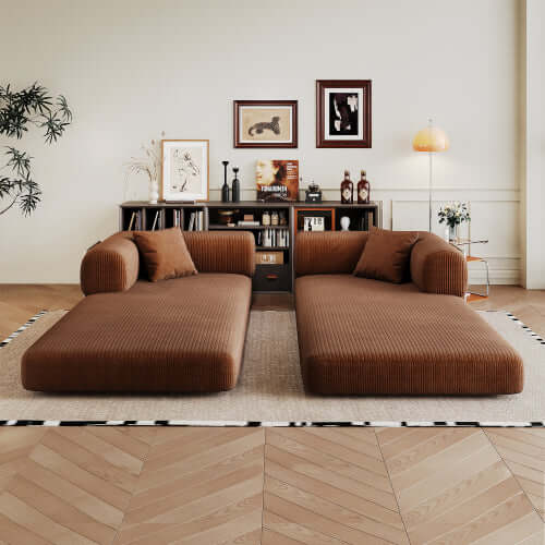 Modular Corduroy Convertible Sofa Bed 78.8" – Compression Floor Futon Couch (6 Colors) in a stylish living room.