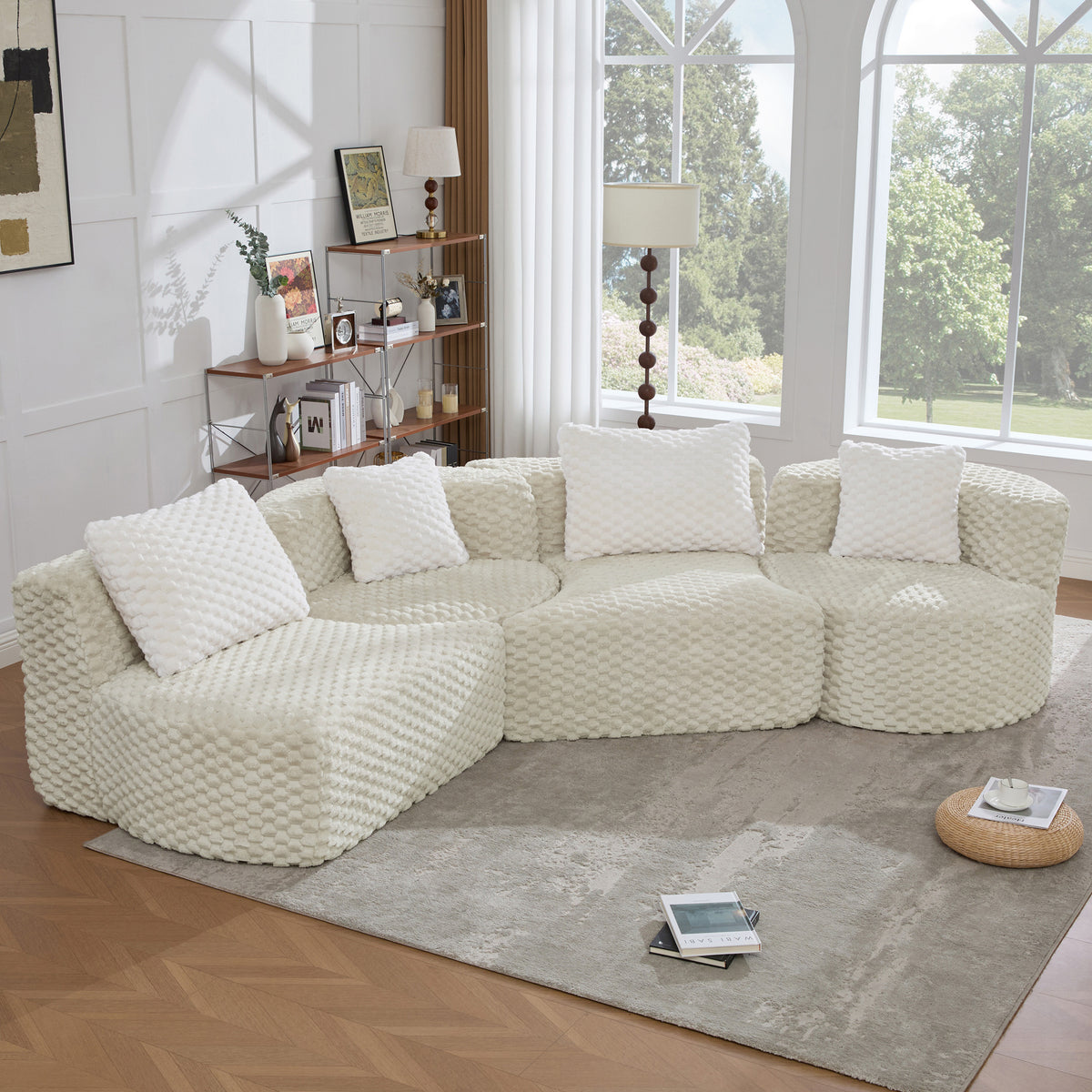 Montague Bubble Velvet Modular Sectional Sofa – 137.8" Free-Form Couch – view 3