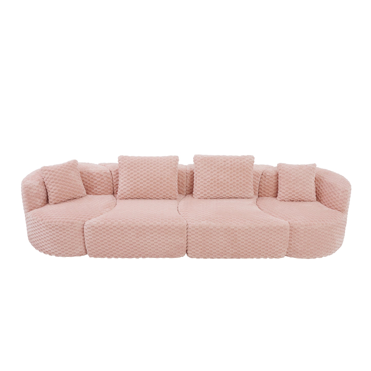 Montague Bubble Velvet Modular Sofa – 137" Pink Sectional Sofa – view 14