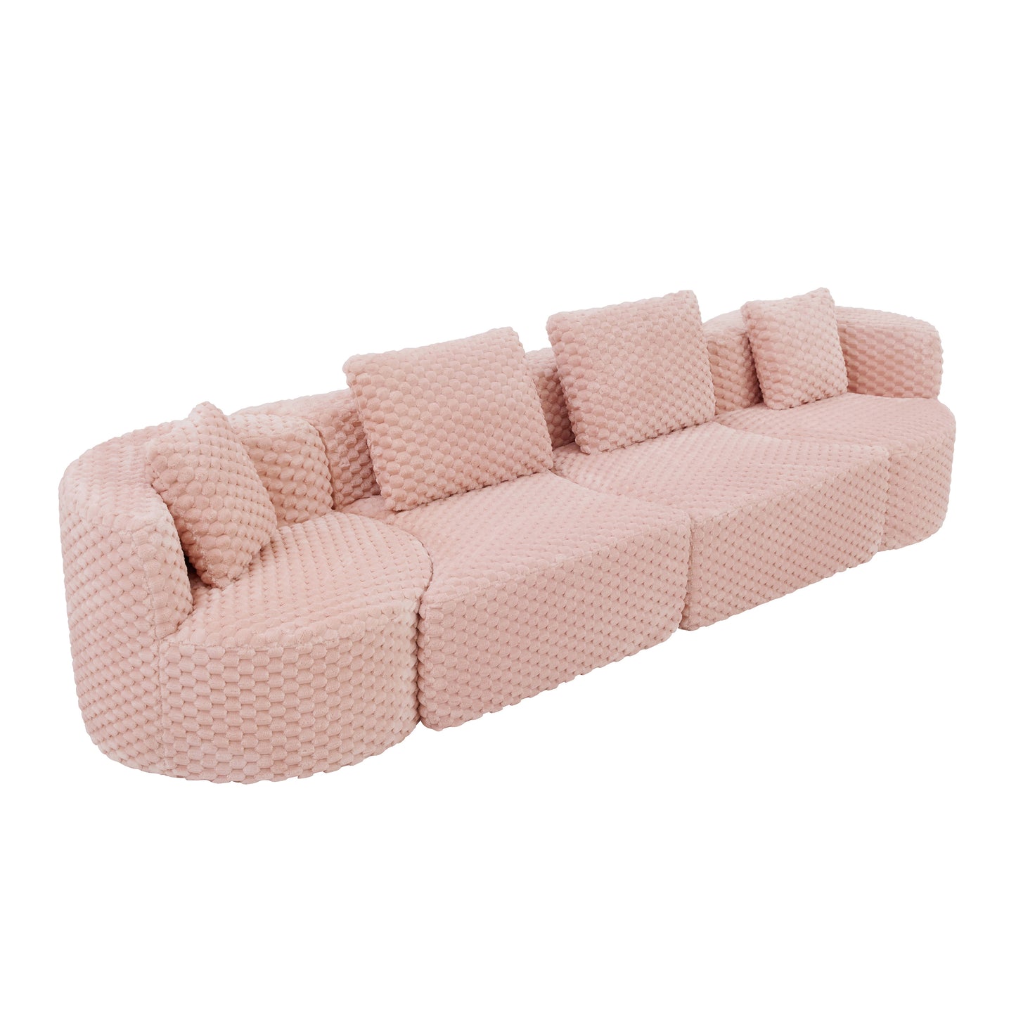 Montague Bubble Velvet Modular Sofa – 137" Pink Sectional Sofa – view 15