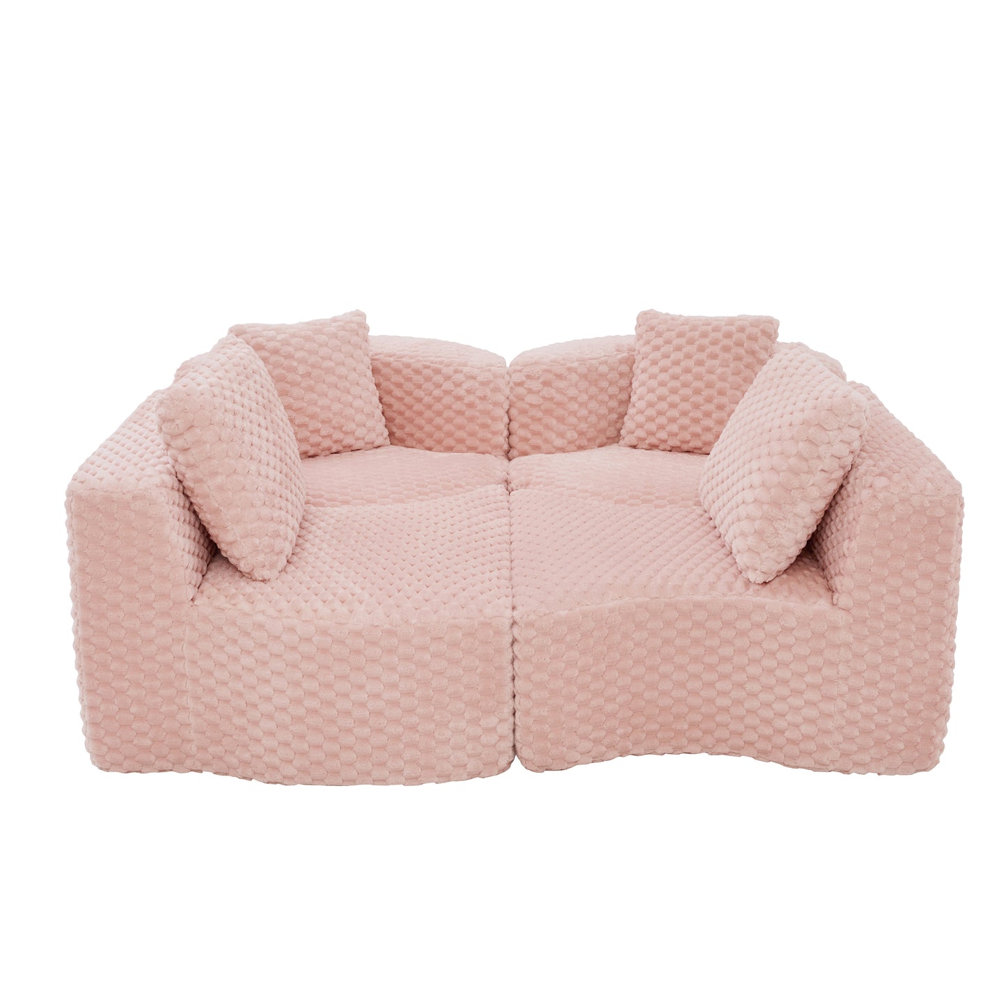 Montague Bubble Velvet Modular Sofa – 137" Pink Sectional Sofa – view 18
