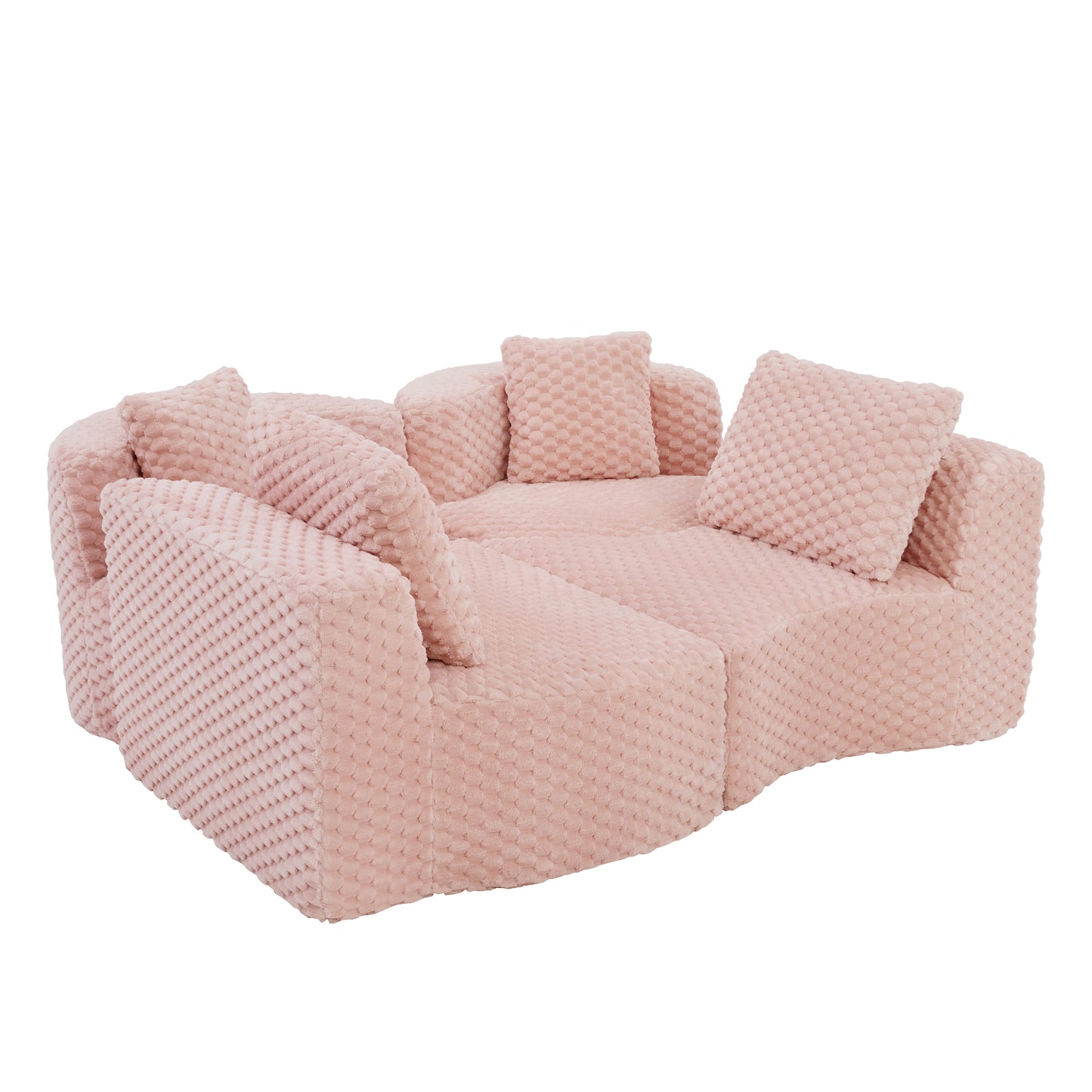 Montague Bubble Velvet Modular Sofa – 137" Pink Sectional Sofa – view 19