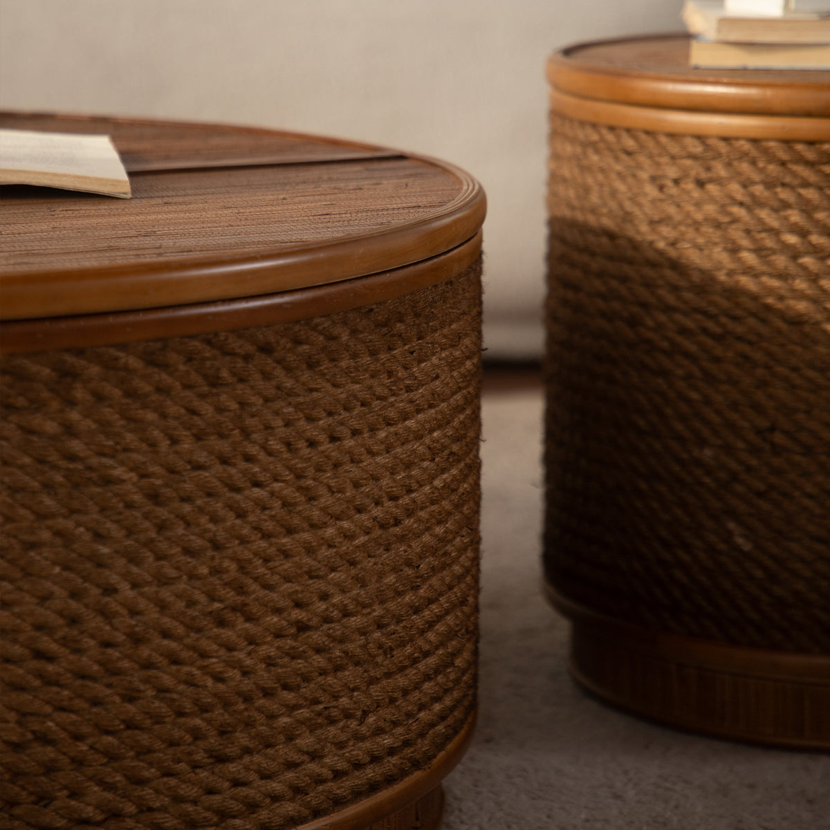 Moray Round Rattan Coffee Table with Lift-Off Storage – Boho-Chic, Small & Large – view 16