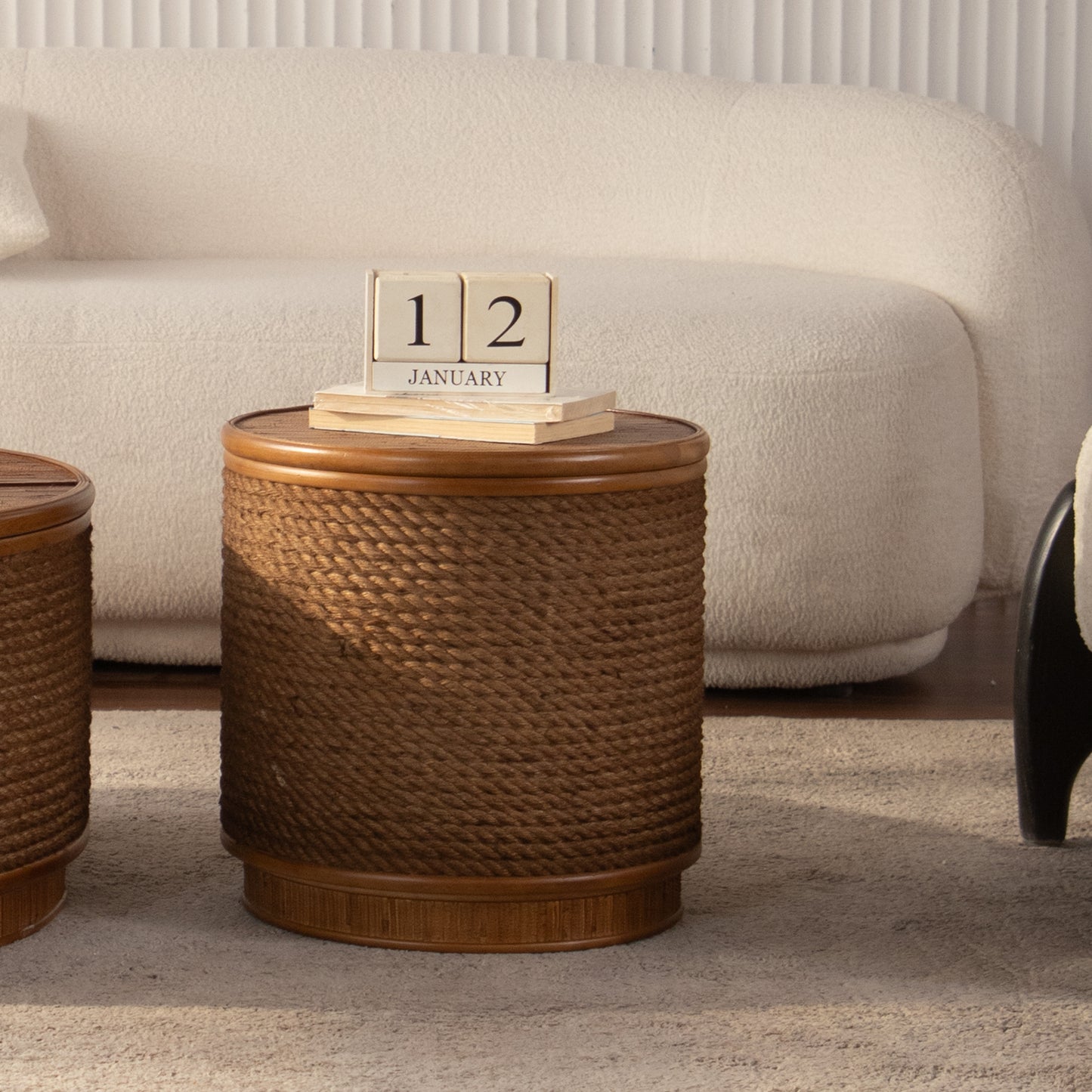 Moray Round Rattan Coffee Table with Lift-Off Storage – Boho-Chic, Small & Large – view 5