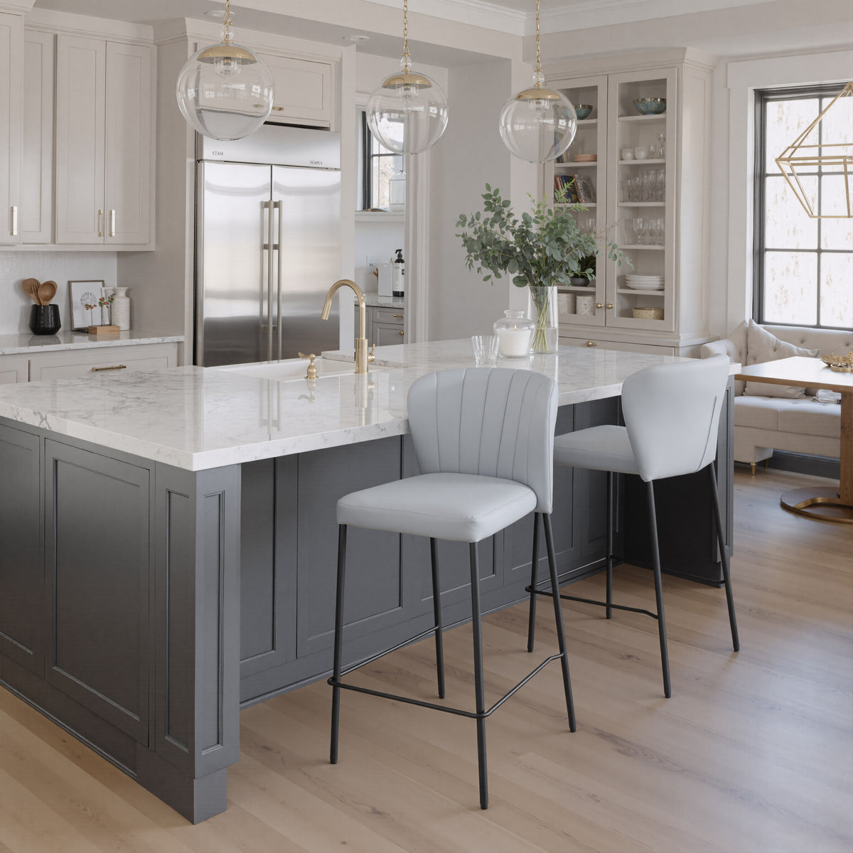 Linz Counter Stool (Set of 2) in Gray