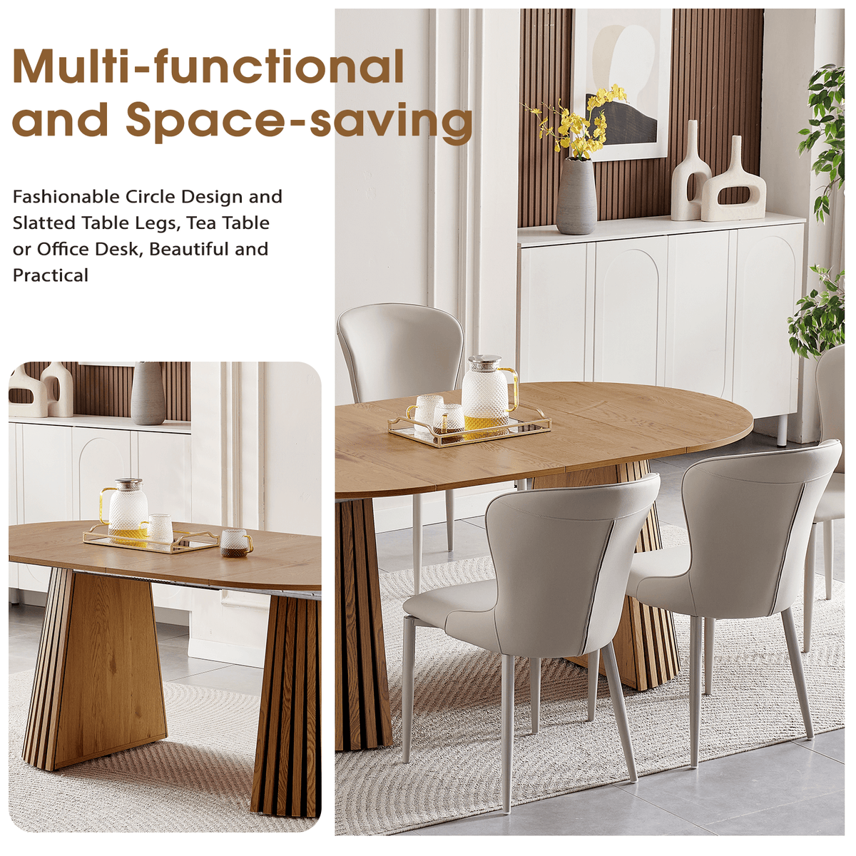Extendable Oval Dining Table for 6, stylish and practical with a modern design, ideal for dining or office use.