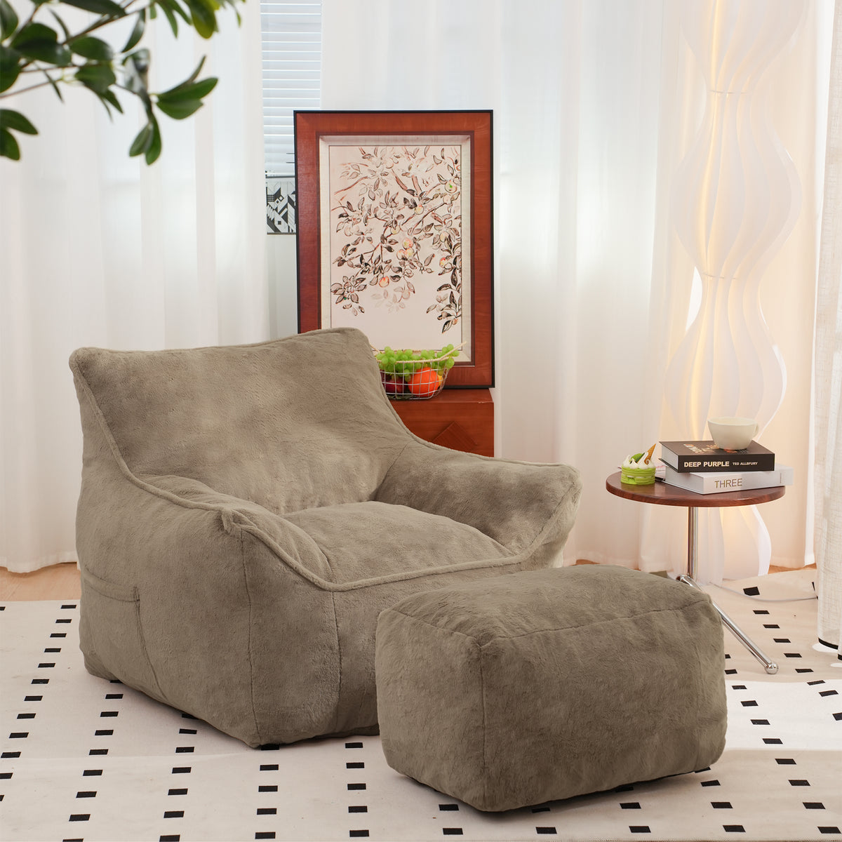 Nash Faux Fur Bean Bag Chair – Soft Tufted Lounge Seat for Adults & Kids – view 2