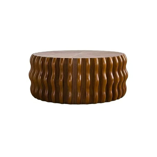 Nash Walnut Brown Solid Wood & MDF Coffee Table – 30.31" Round Coffee Table