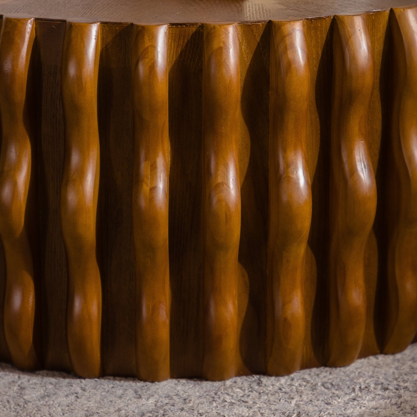 Nash Walnut Brown Solid Wood & MDF Coffee Table – 30.31" Round Coffee Table – view 6