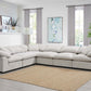 Naveen Ivory Linen Modular Cloud Sectional – Contemporary Deep Seating Sofa (3 Sizes) in a stylish living room setting.