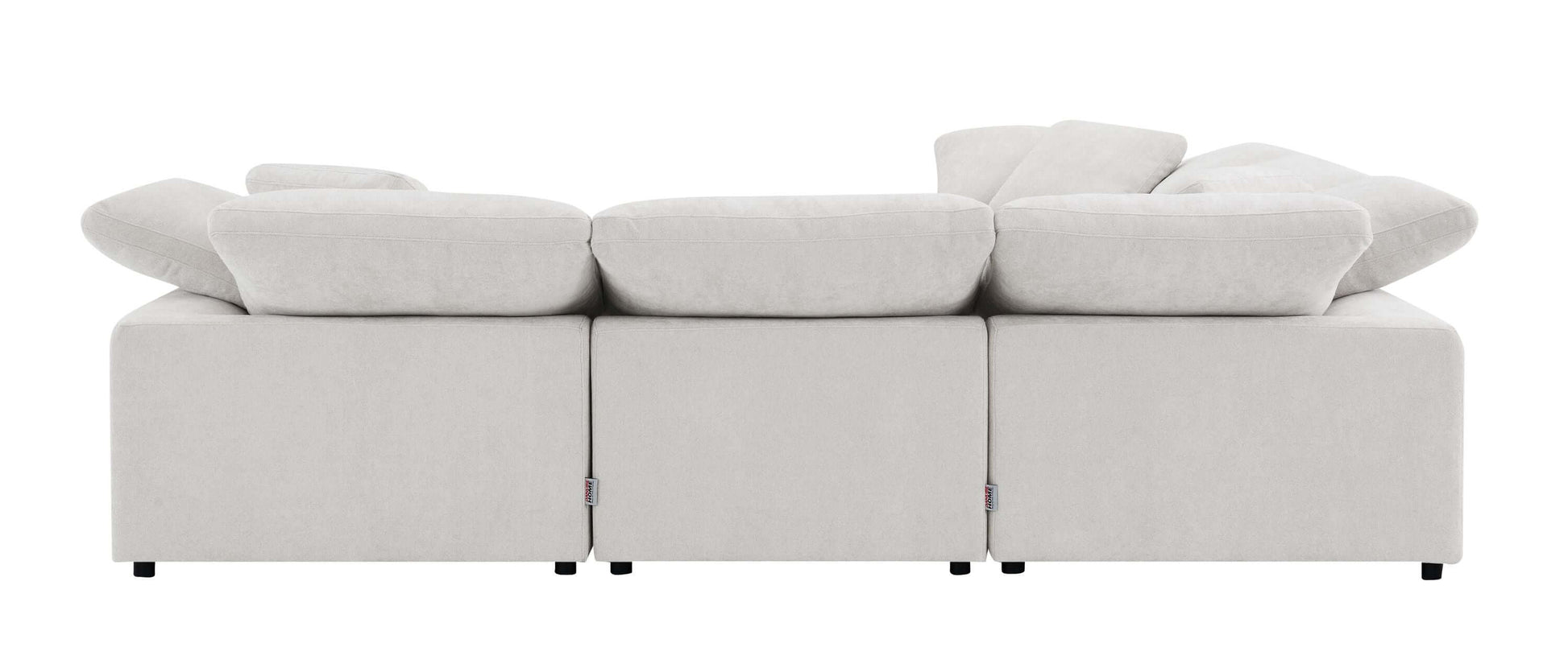 Naveen Ivory Linen Modular Cloud Sectional – Contemporary Deep Seating Sofa (3 Sizes) from the side showing plush cushions.