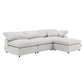 Naveen Ivory Linen Modular Cloud Sectional – Contemporary Deep Seating Sofa (3 Sizes) in light grey fabric.