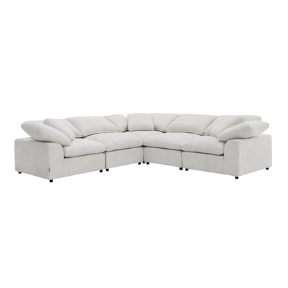 Naveen Ivory Linen Modular Cloud Sectional – Contemporary Deep Seating Sofa (3 Sizes) in light fabric