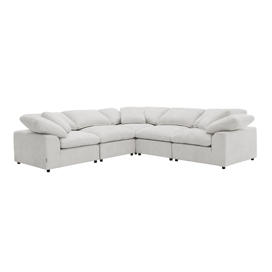 Naveen Ivory Linen Modular Cloud Sectional – Contemporary Deep Seating Sofa (3 Sizes) in light fabric