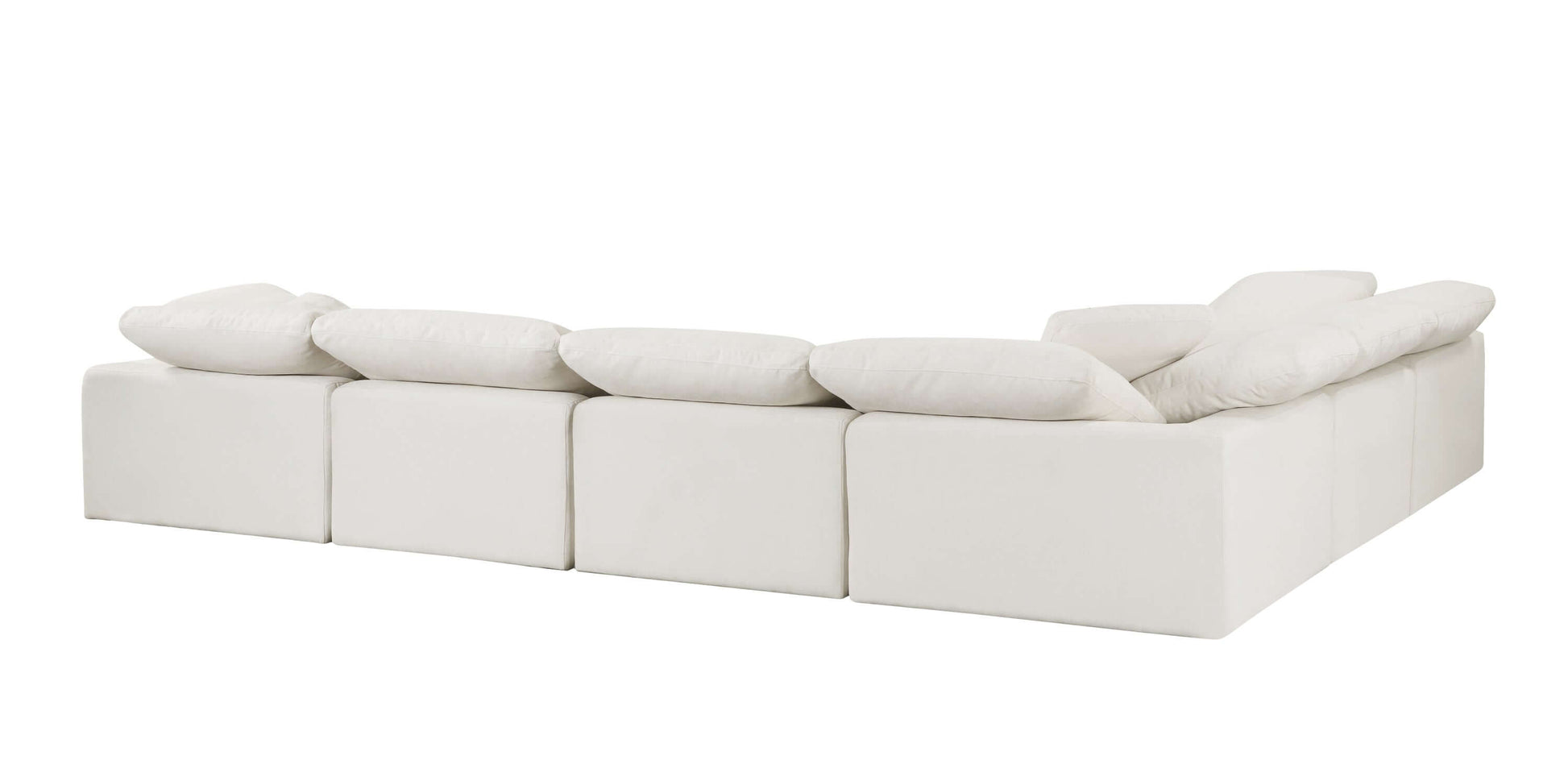 Naveen Ivory Linen Modular Cloud Sectional – Contemporary Deep Seating Sofa (3 Sizes) shown from the side.