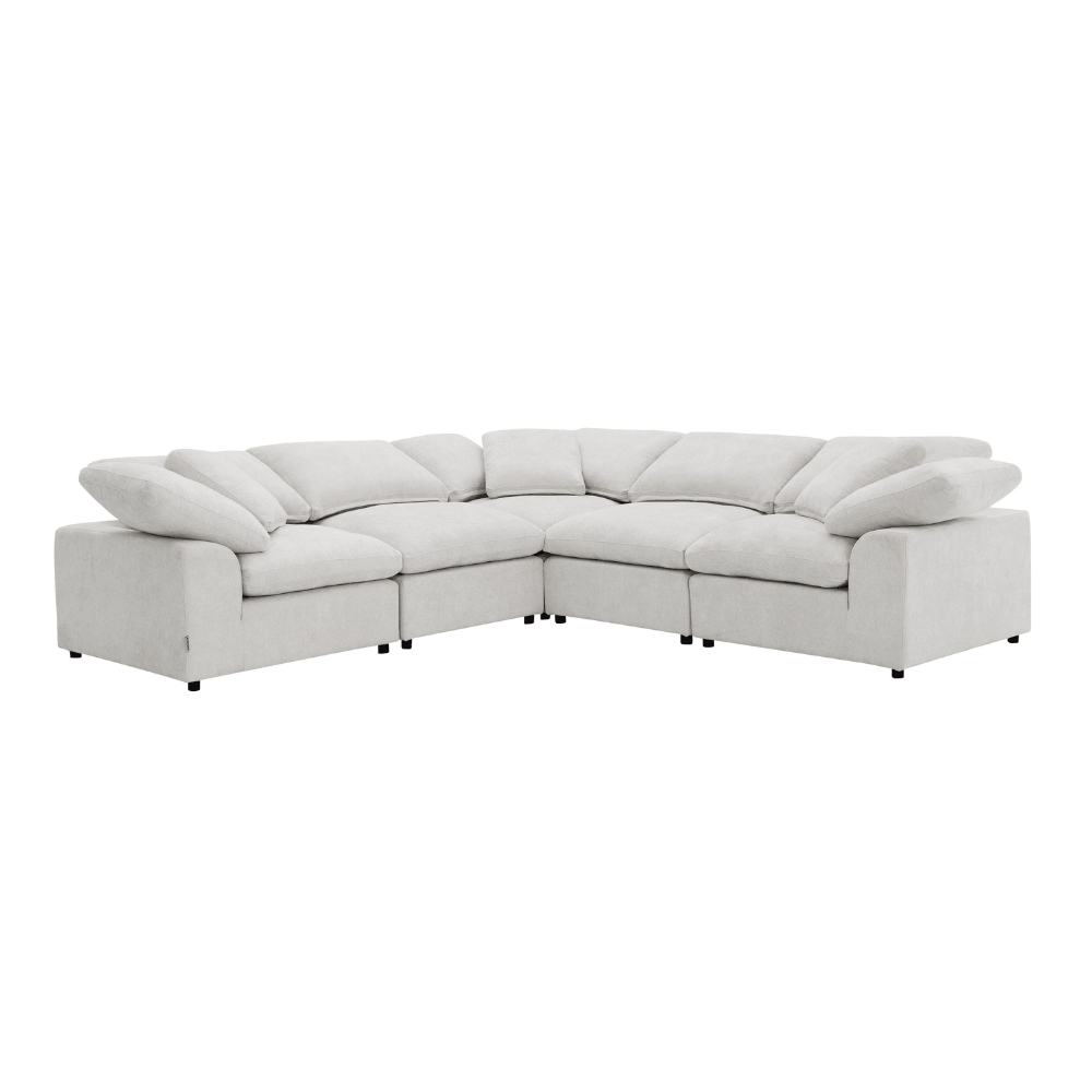 Naveen Ivory Linen Modular Cloud Sectional – Contemporary Deep Seating Sofa (3 Sizes) in light fabric