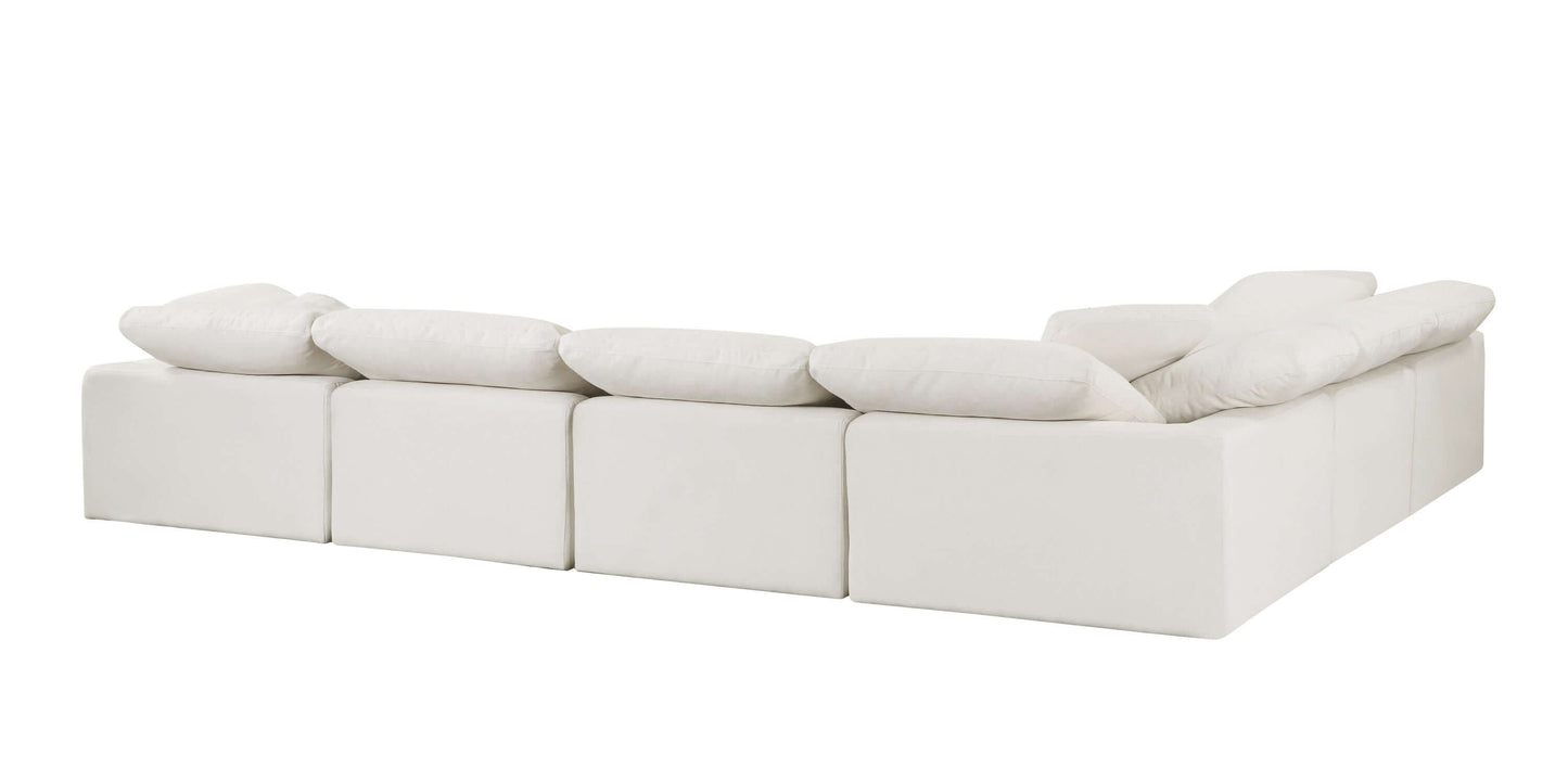 Naveen Ivory Linen Modular Cloud Sectional – Contemporary Deep Seating Sofa (3 Sizes) shown from the side.