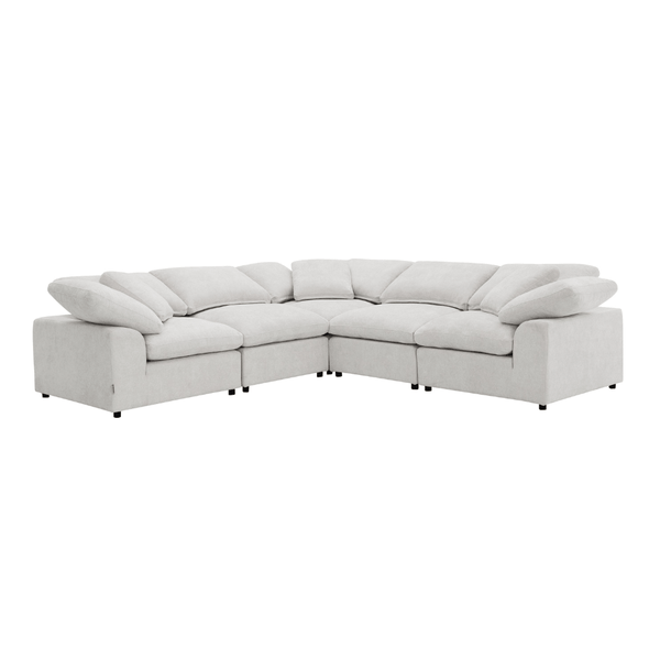 Naveen Ivory Linen Modular Cloud Sectional – Contemporary Deep Seating Sofa (3 Sizes) in light fabric