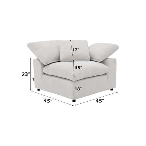 Naveen Ivory Linen Modular Cloud Sectional – Contemporary Deep Seating Sofa (3 Sizes) corner chair dimensions diagram