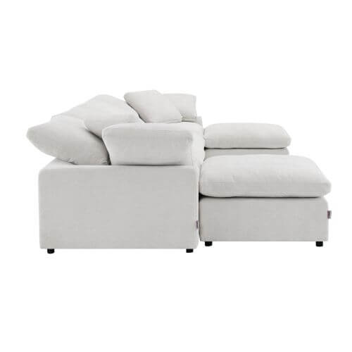 Naveen Ivory Linen Modular Cloud Sectional – Contemporary Deep Seating Sofa (3 Sizes) with plush cushions and modular design.