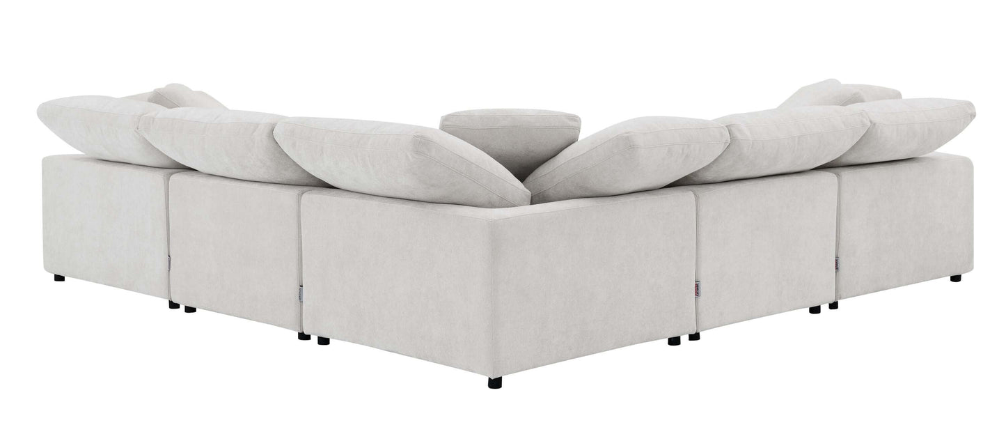 Naveen Ivory Linen Modular Cloud Sectional – Contemporary Deep Seating Sofa (3 Sizes) in a stylish modular design.