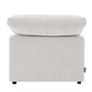 Naveen Ivory Linen Modular Cloud Sectional – Contemporary Deep Seating Sofa (3 Sizes) modular ottoman view.