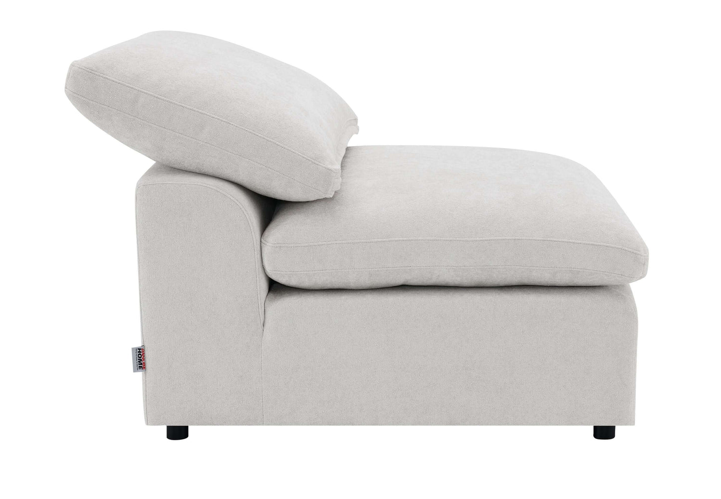 Naveen Ivory Linen Modular Cloud Sectional – Contemporary Deep Seating Sofa (3 Sizes) side view of modular piece