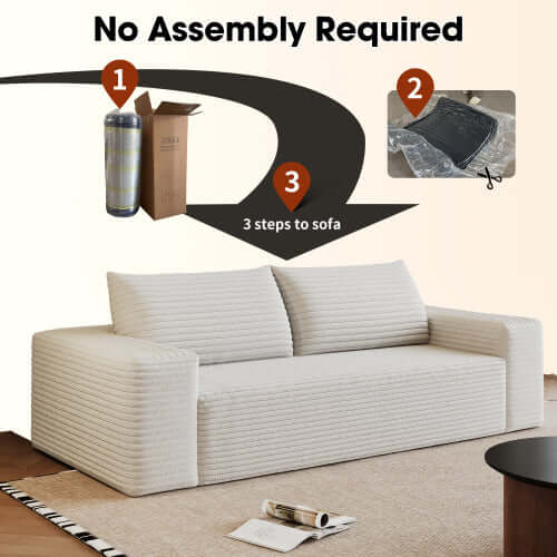 Modern Corduroy Deep Seat Loveseat Sofa – Comfy Couch with easy setup in 3 steps, no assembly required.