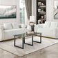 Novella Sherpa Loveseat in living room setting, featuring white sherpa loveseat design with gold base.
