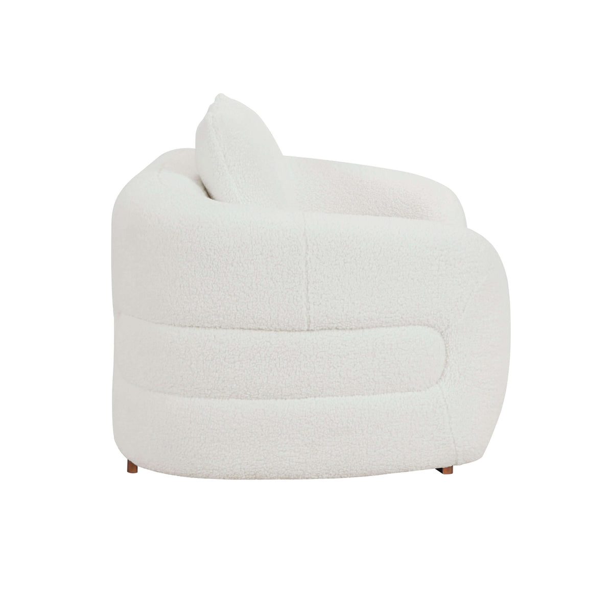 White sherpa loveseat showcasing a cozy and modern design, ideal for contemporary living spaces.