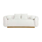 Novella Sherpa Sofa – 92” White Fabric Sofa with Gold Base (Modern Luxury 3-Seater) showcasing plush white fabric and gold base.