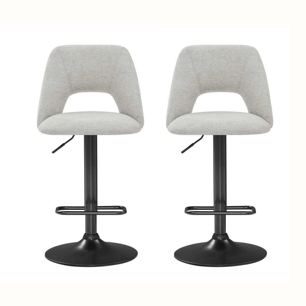 Nuvia Adjustable Barstool Set – 36" Gray Swivel Barstools (Set of 2)
