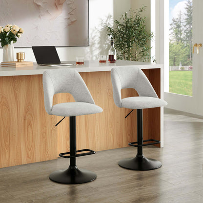 Nuvia Adjustable Barstool Set – 36" Gray Swivel Barstools (Set of 2) – view 2