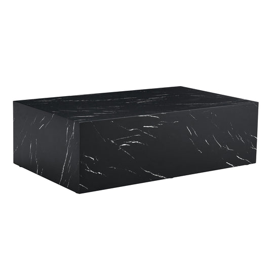 Odessa Black Marble-Texture Coffee Table – 39" Modern Accent Table